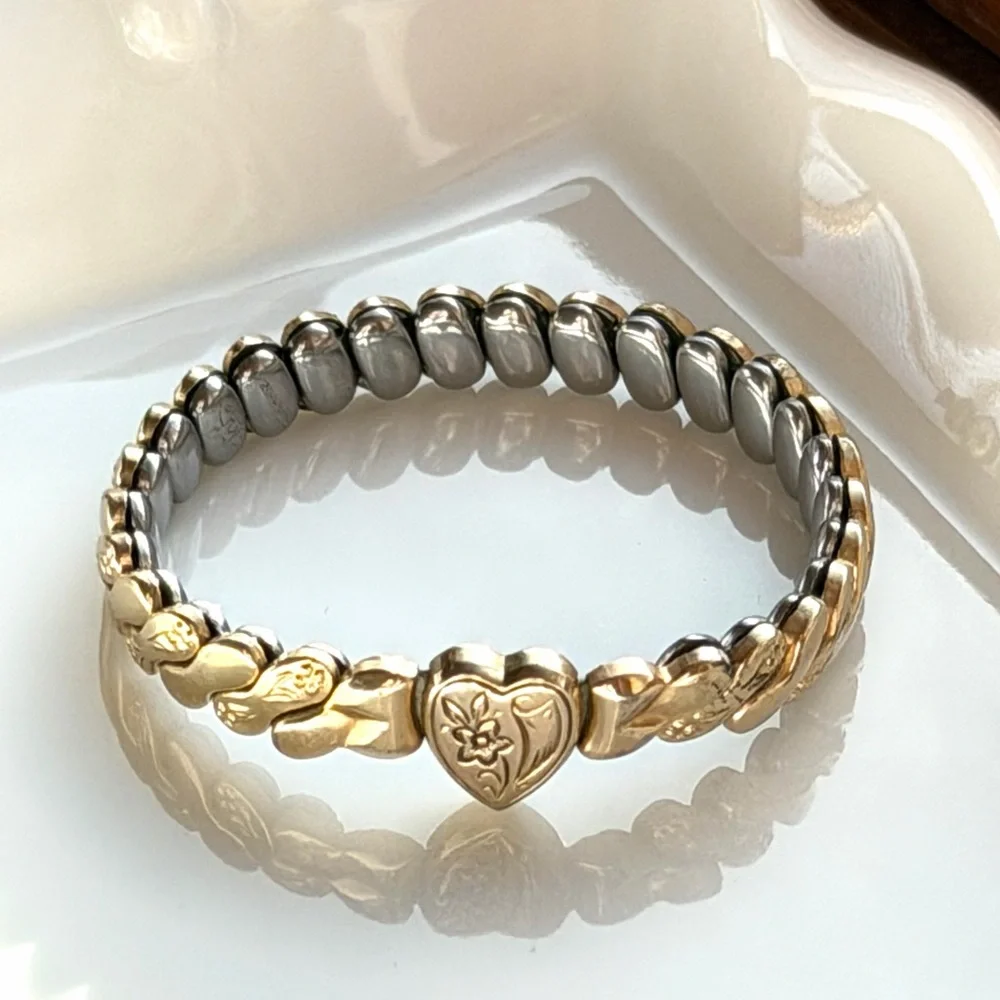 WWII Sweetheart Gold Filled Expansion Bracelet – Foster 12K GF, Petite Fit 4-5” - Picture 15 of 16